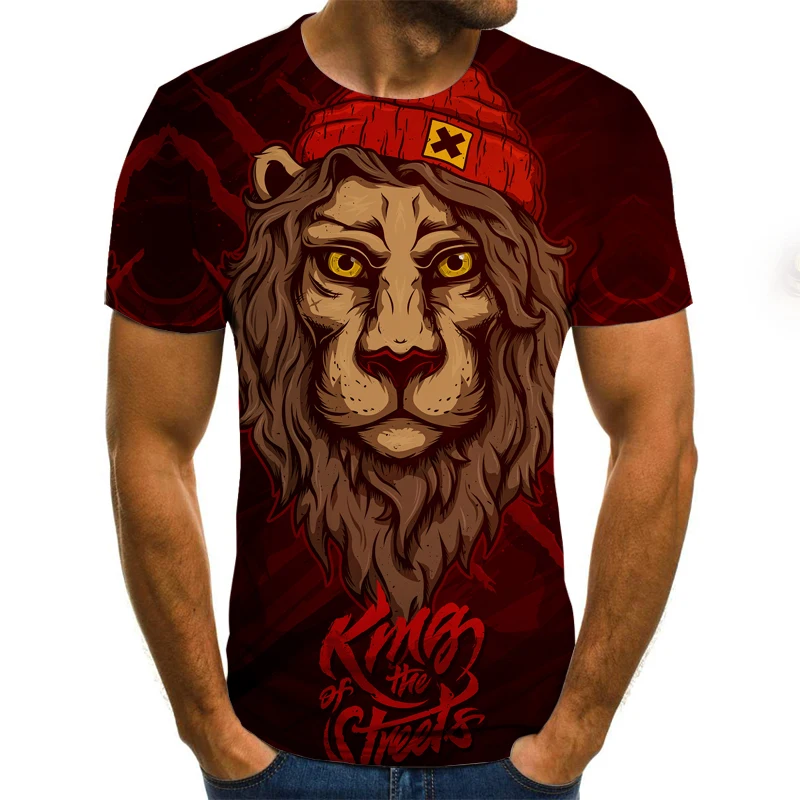 

2021 Summer New 3D Fashion Animal Print Men's T-shirt Casual Street O-neck Breathable Hip Hop Short Sleeve XXS-6XL