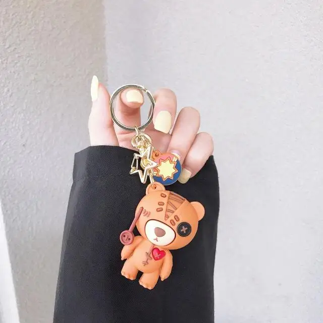 Милый мультяшный брелок в виде панды силиконовые брелки для ключей женщин 3D