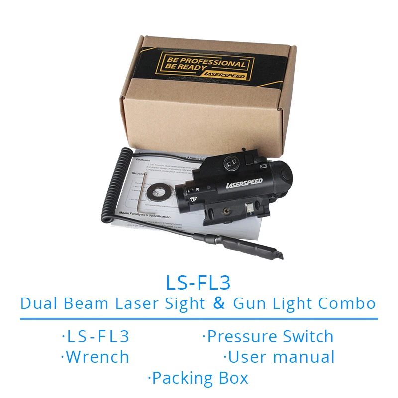 

Aluminum Compact Functional Laser Sight and Weapon Light Combo Tactical Dual Beam Lasers with Pressure Switch