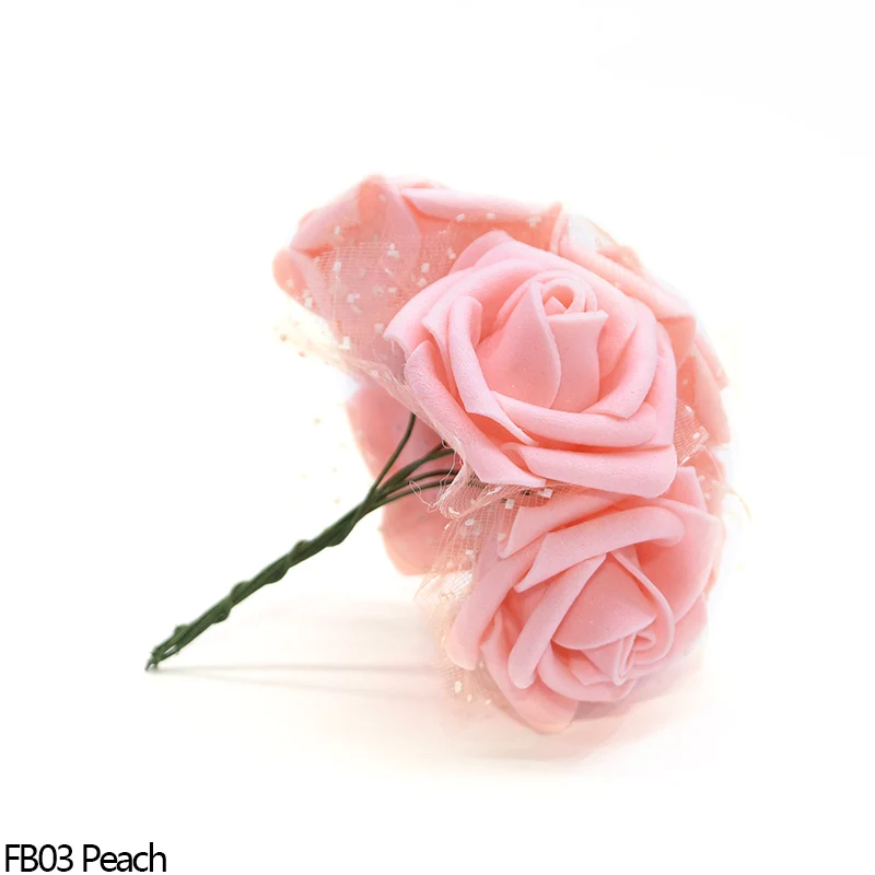 FB03 Peach 30 голов 4 см Очаровательная ПЭ пена роза искусственные розы Свадебный букет цветов дома Свадебная вечеринка Настольная Ваза Декор ярко поддельные цветы - Color: FB03 Peach