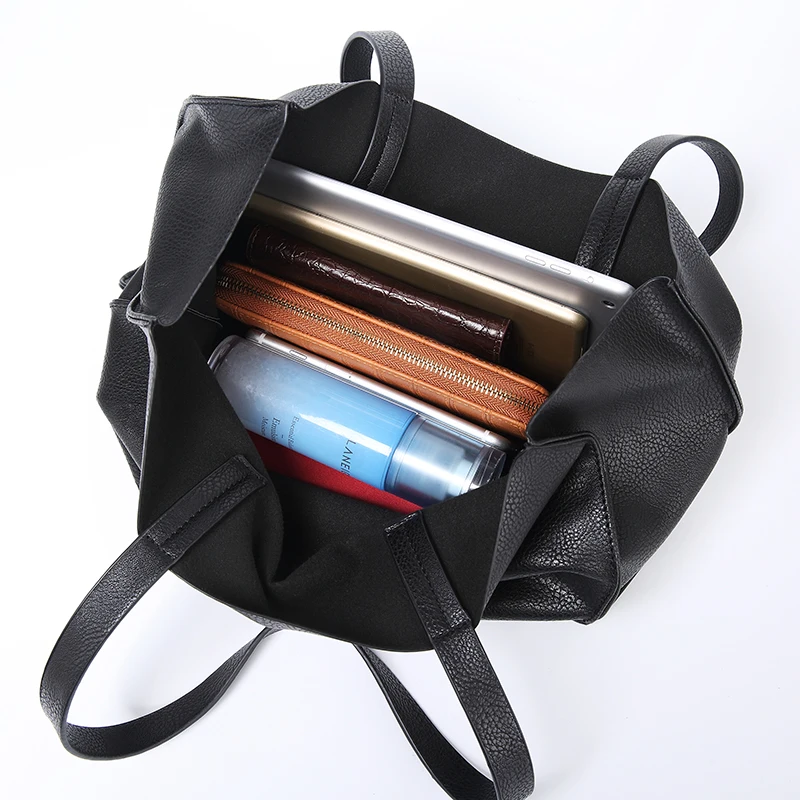 Дизайнерская женская сумка большая вместительность черные сумки для покупок