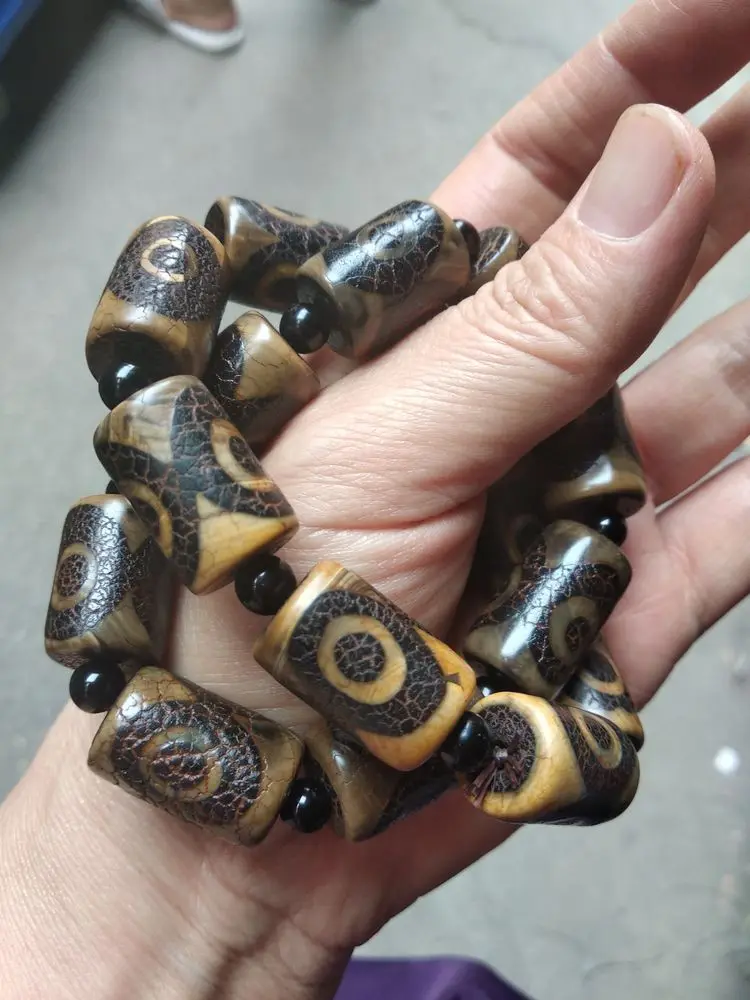 Винтажный Тибетский бусины дзи браслет амулет 3 глаза из бисера погодораживающие