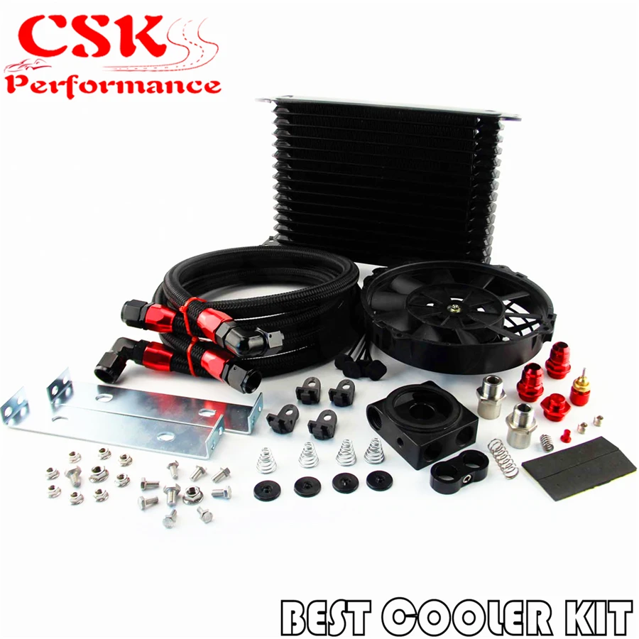 15 рядов доверие масляный охладитель термостат Комплект сэндвич пластин + 7 дюймов