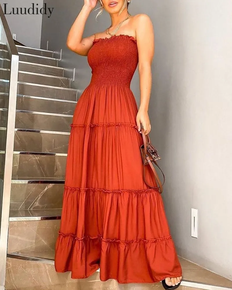 

Women Layered Ruffles Maxi Dress Summer Dress