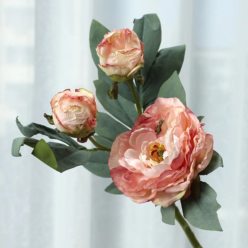 High-end roasted simulation peony flower multi-layer peonies silk artificial fall decoration flores artificiales | Дом и сад