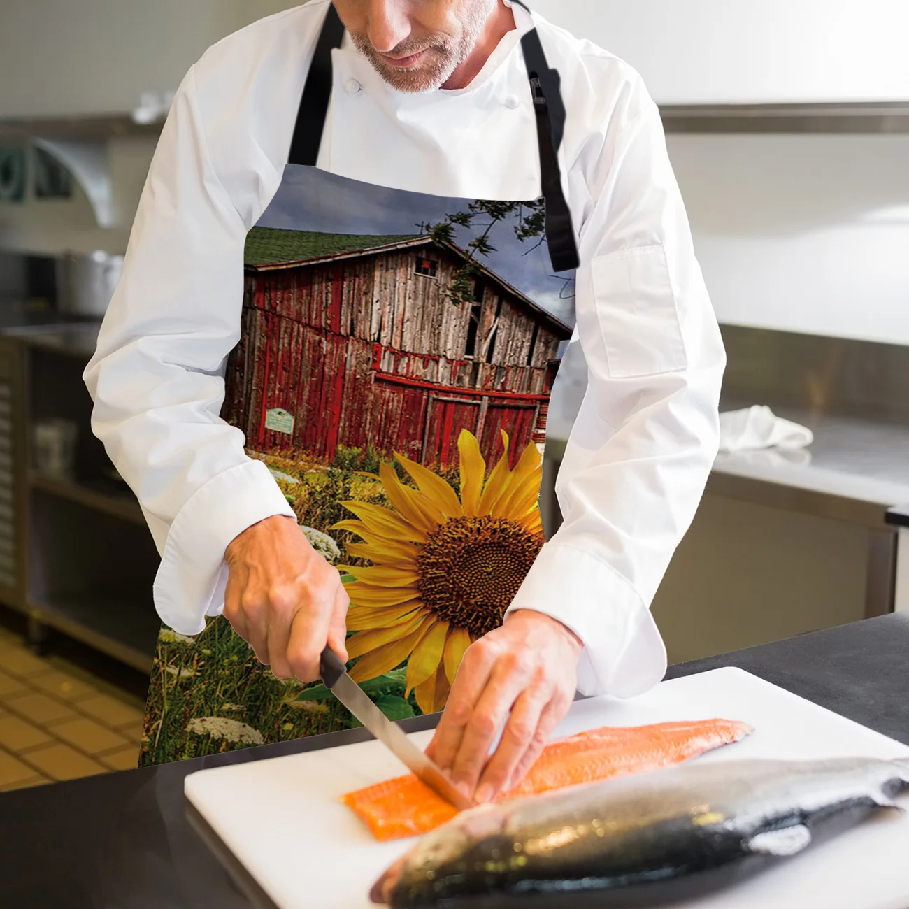 Кухонный Фартук Подсолнух Цветочная ферма деревенский без рукавов женские