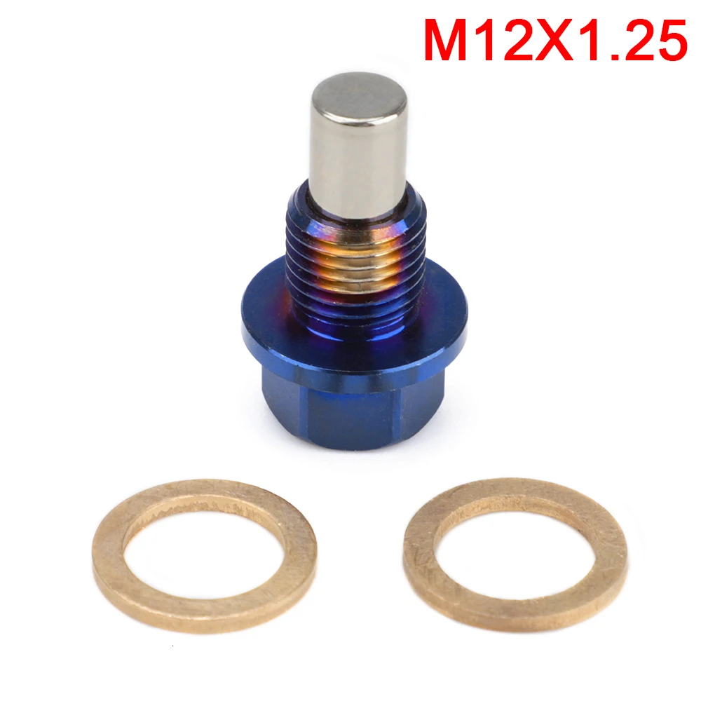 M12x1.25 with box Многоразовые Постоянный магнетизм 5000 Gs Титан сплав Магнитная дренажная масляная пробка Гайка масляного поддона M12x1.25 M12x1.5 M12x1.75 M14x1.5 - Название цвета: M12x1.25 with box