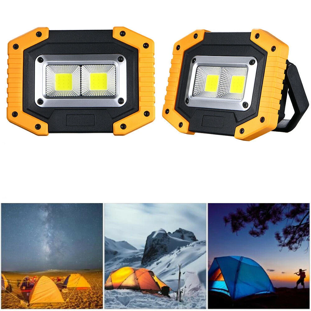 

2Pack LED COB Work Light Floodlight Rechargeable Portable 30W Outdoor Working Light Hunting Camping Lamp USB Lamp Set