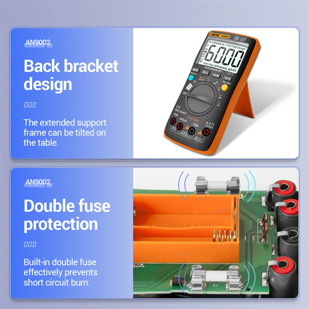 

Bluetooth Digital Multimeter True RMS Data Hold 6000 Counts AC/DC Current Voltage Capacitance Resistance Tester Meter