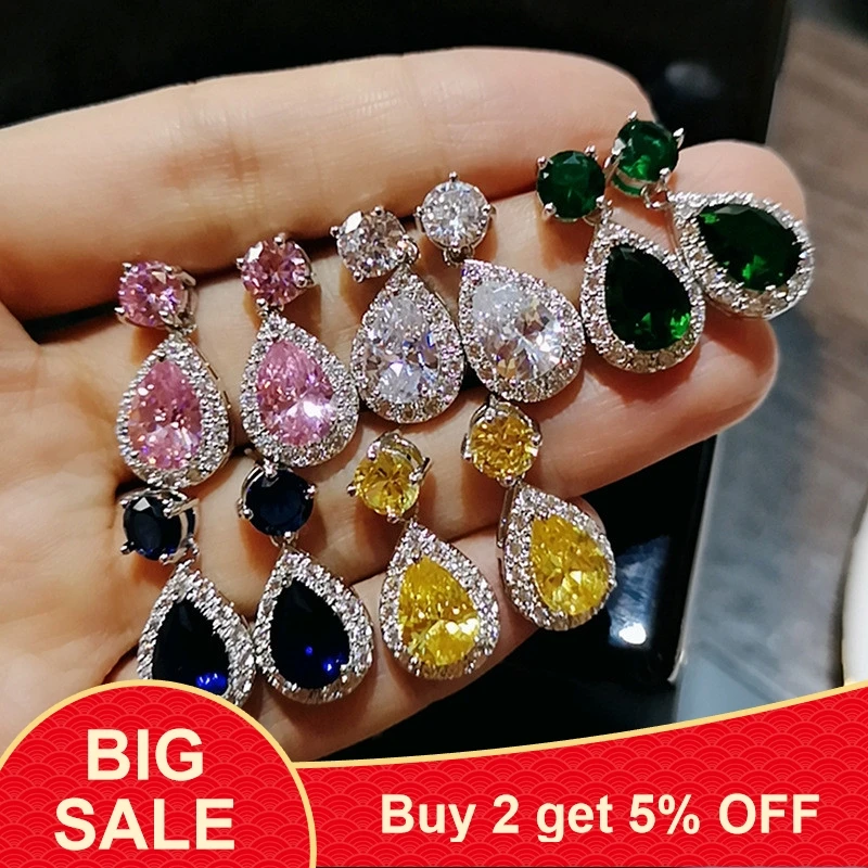 Женские серьги подвески из серебра 925 пробы с фианитом|Серьги-подвески| |