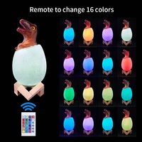 3d printed touch sensor led night light usb rechargeable 16colors dinosaur egg bedside lamp kids baby bedroom decor table lamp