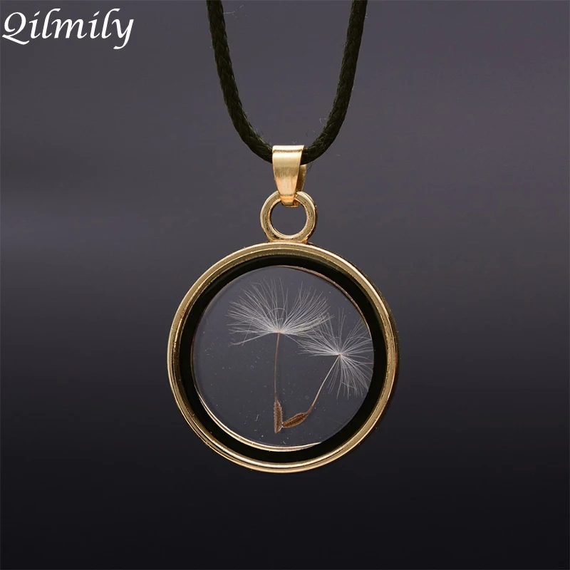 Натуральный Одуванчик сухое стекло розы плавающие медальоны подвески для женщин