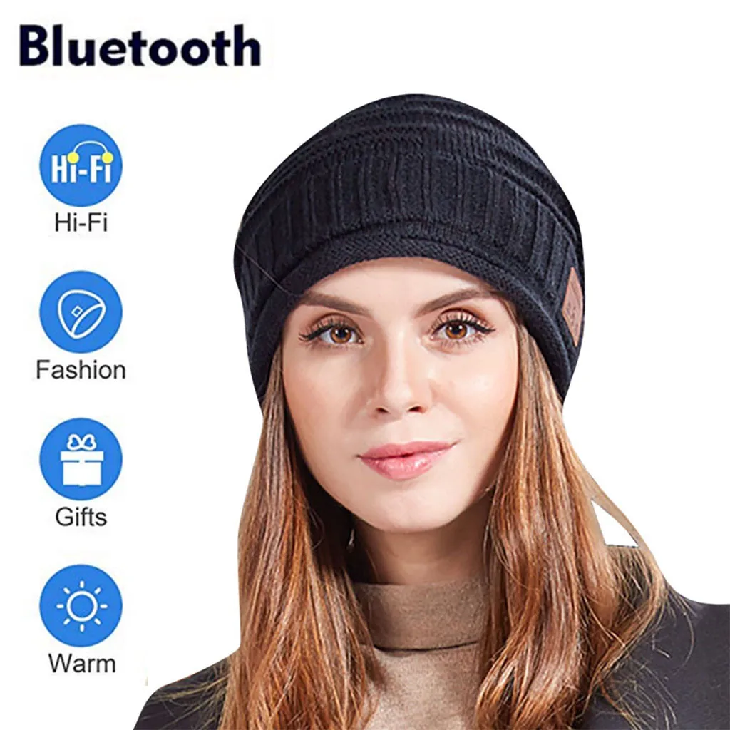 Шапка-бини с Bluetooth музыкальная вязаная шапка наушники громкой связью