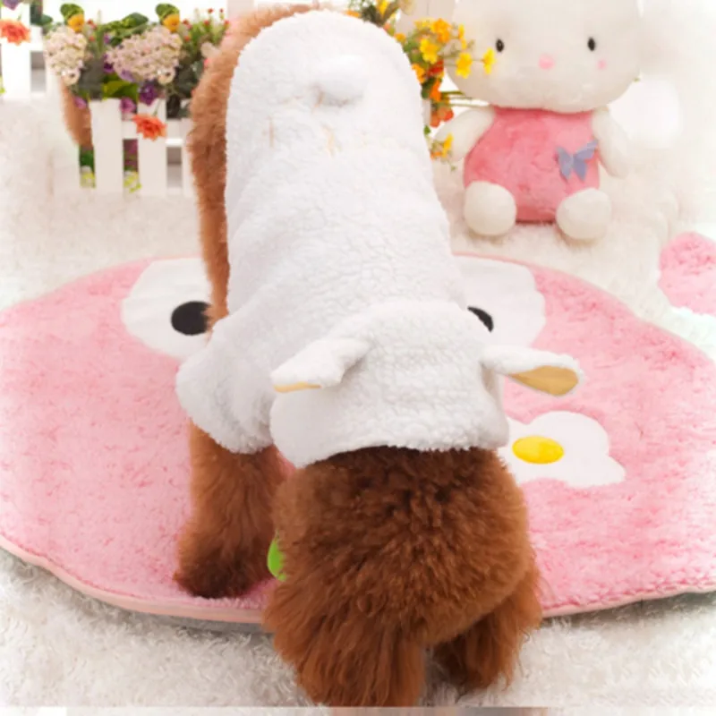 Новый 2021 теплая овечья шерсть одежда милые животные худи для щенков собак белое