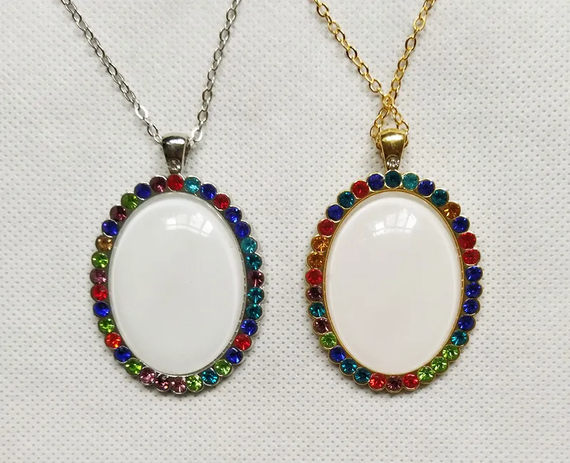 10pcs/lot Sublimation Blank Metal Necklace Pendant for Sublimation INk Transfer Printing Heat Press DIY Gifts Print