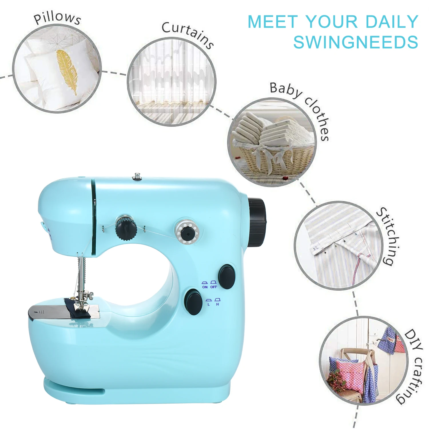Мини швейная машина многофункциональная электрическая микро Регулируемый 2