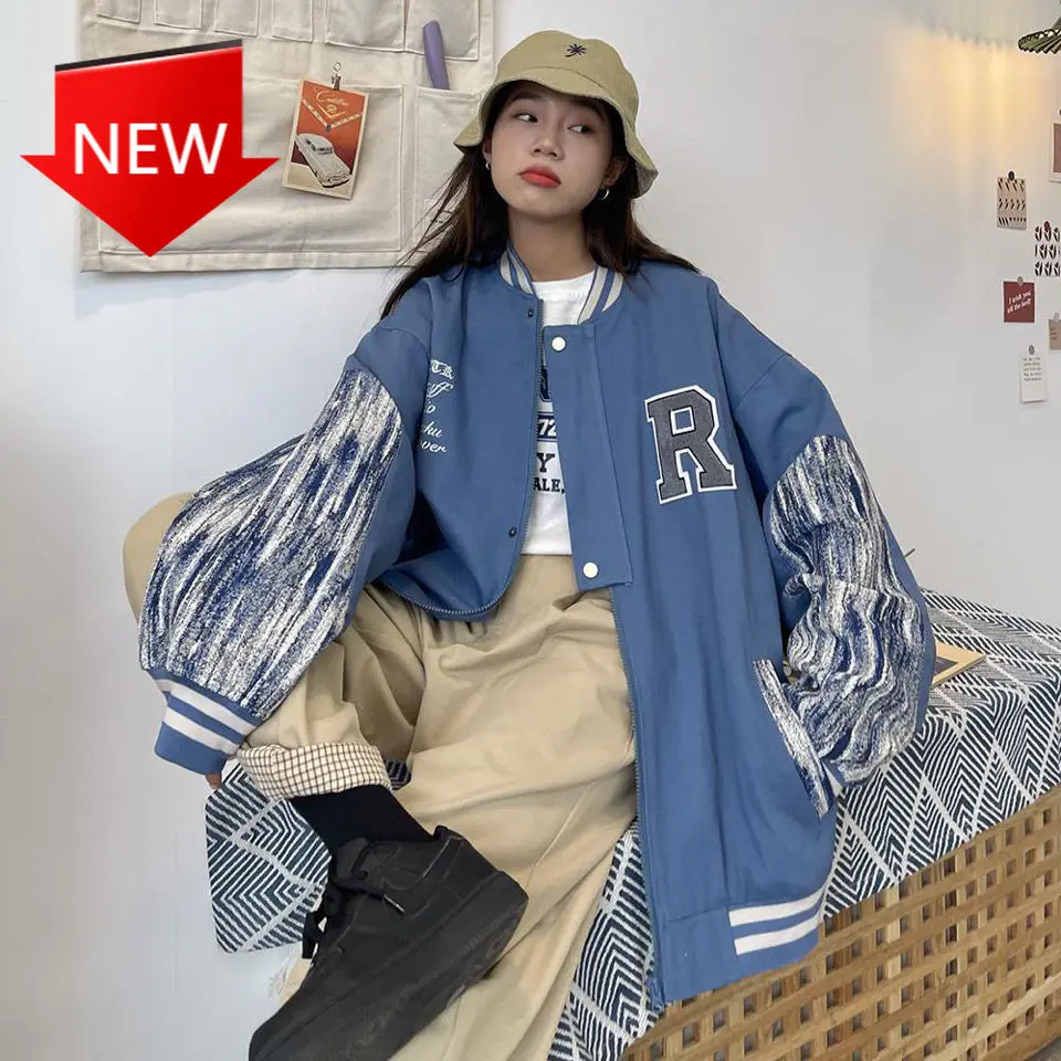 

Женская Осенняя Новая бейсбольная форма подходящий жакет, универсальные Свободные Комбинезоны в стиле ретро, Женская куртка