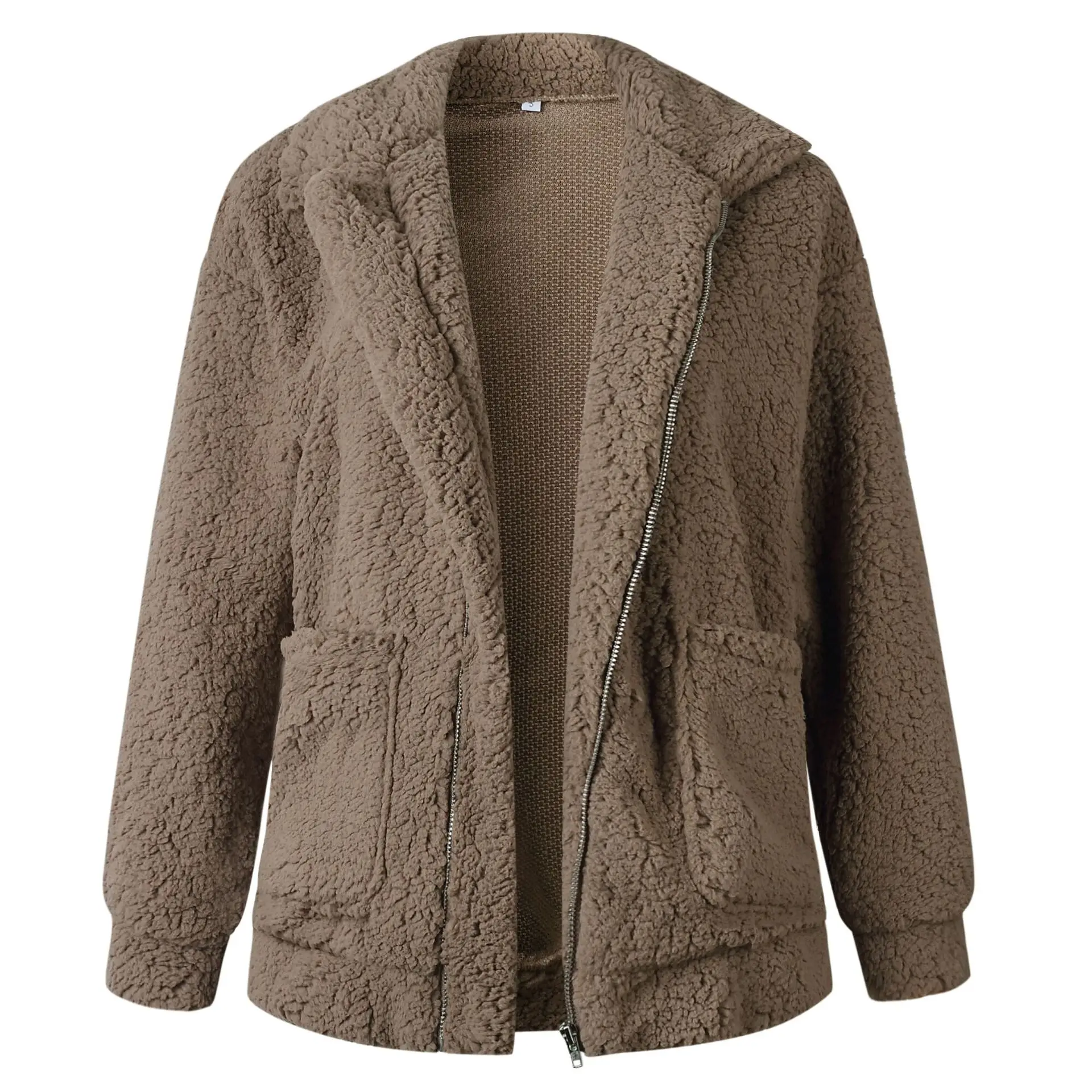 Осень зима ткань женские пальто и куртки карман ягненка кашемировые пальто уличная корейский стиль Свободное пальто на молнии плюшевая куртка