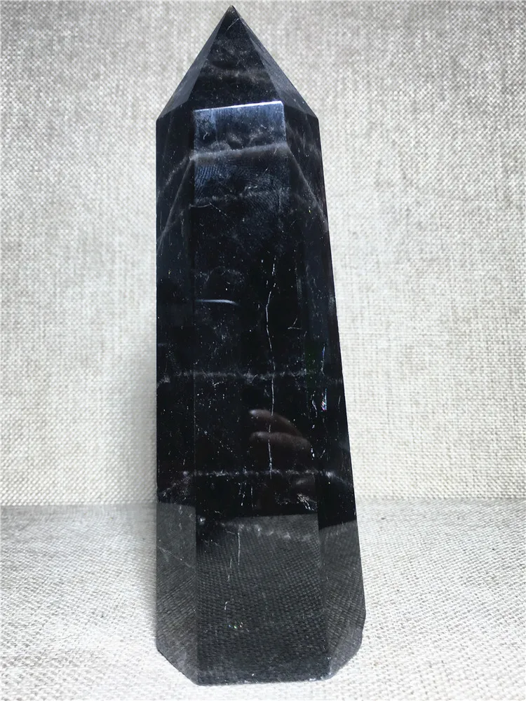 

natural tower black smoke quartz crystal point Home furnishing decoration stone gift rod column topaz wand