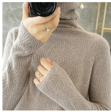 

Hot sale new style autumn and winter 2021 high neck women's turtleneck cashmere long-sleeved knitted sweater