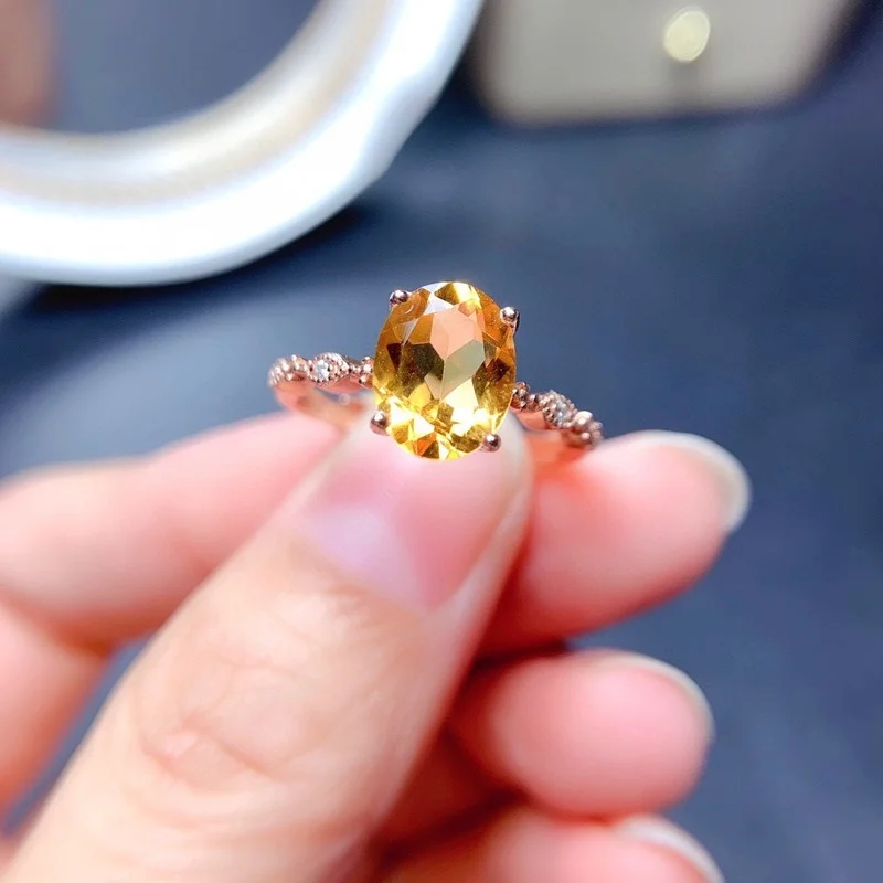 

Luxury Oval Cut Simulation Citrine Zircon Rings for Women Minimalist Crystal Ring Female Wedding Party Fashion Jewelry Gifts