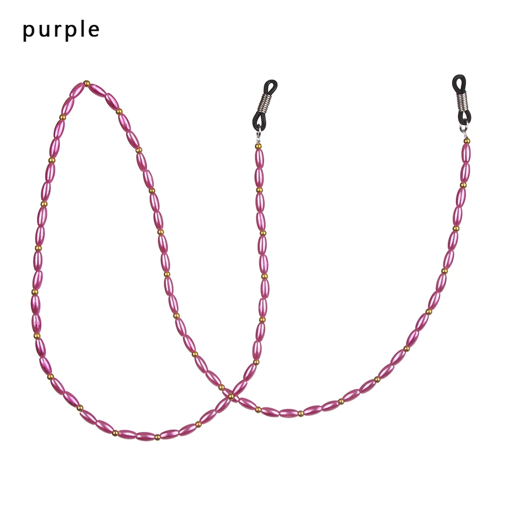 2-purple 1 шт. 61/70 см однотонные Цвет украшенный бисером цепи прелестные модные туфли Для женщин очки с эластичной лентой браслеты с подвесками уникальный дизайн, аксессуары для глаз, солнцезащитные очки, подарок - Цвет: 2-purple