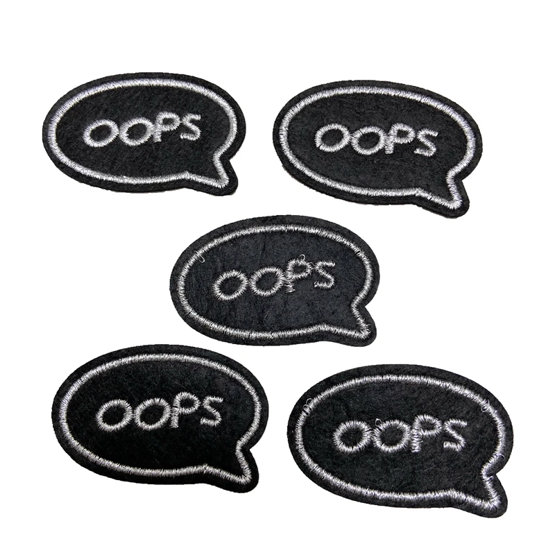 Новинка 10 шт. Серебряный Упс вышитые патчи железные на буквы значок заплаты