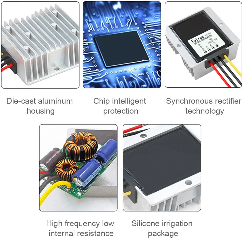 15A понижающий преобразователь постоянного тока 24 В в 12 регулятор напряжения для