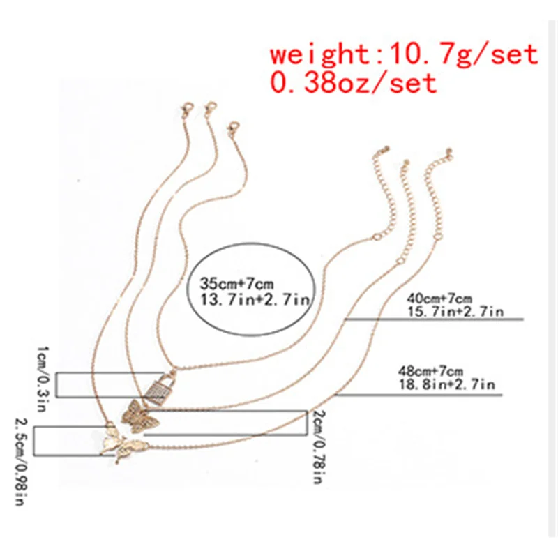 

2020 hot new product simple multi-layer micro-inlaid zircon two butterfly necklaces European and American fashion jewelry person