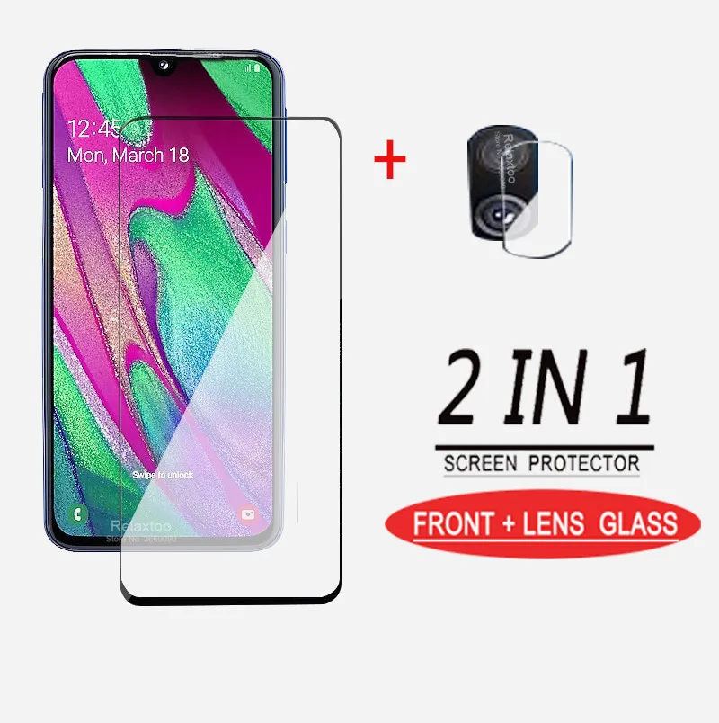 

2 in1 9D protective glass on for samsung galaxy a40 screen protector for samsung a40 50 a70 a10s a30s Glass a10e a20 e a40case