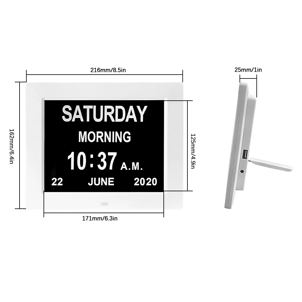 

Large Screen LED Digital Alarm Clock with Calendar Desktop Electronic Time Reminder for the Elderly US Plug