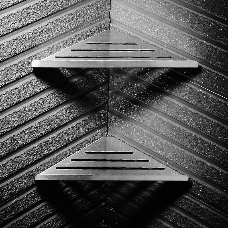 Bathroom Shelf Wall Hanging Rack Black Stainless Steel Shelves Shampoo Storage Holder Corner Cosmetic Shower Caddy | Обустройство