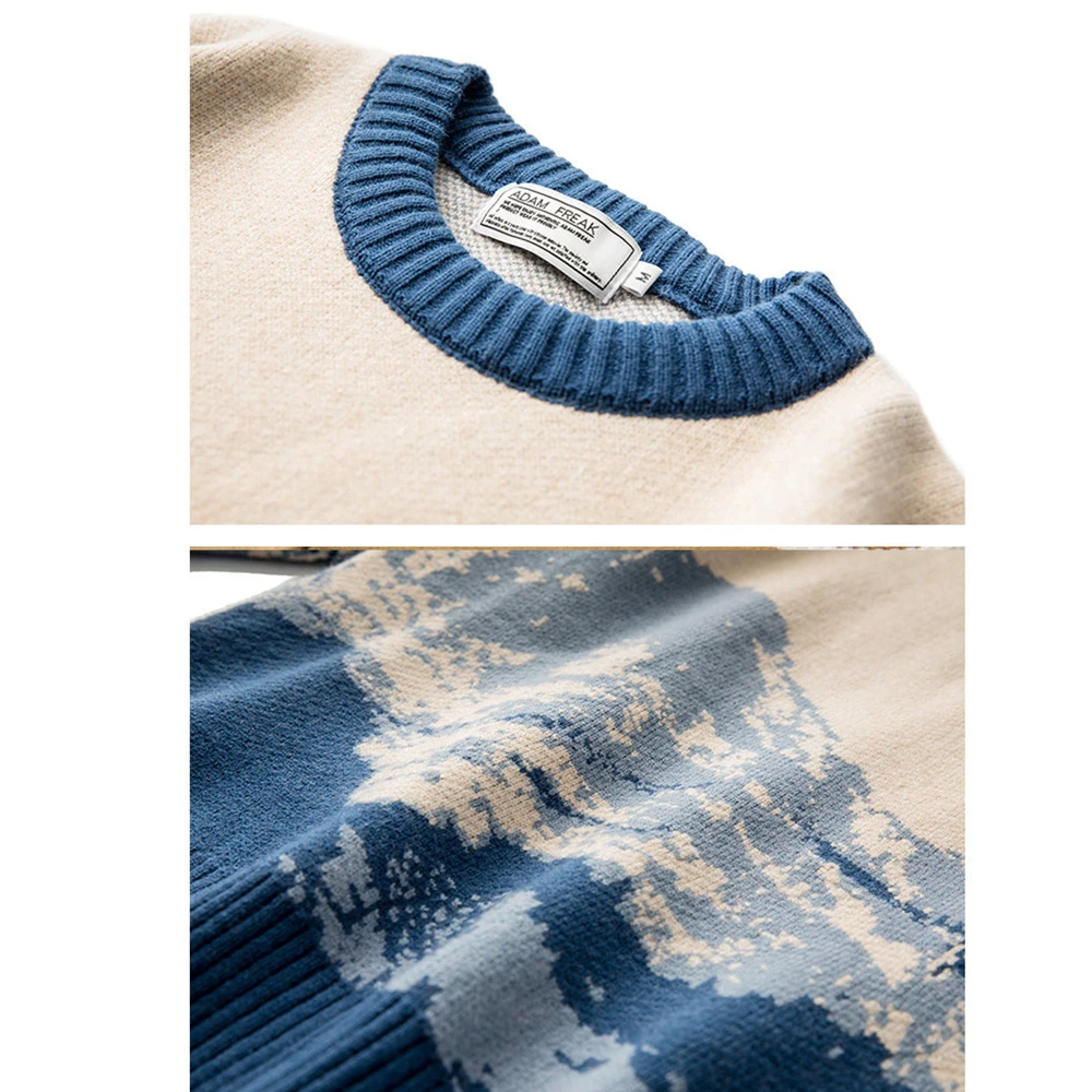 

ERIDANUS Sweater Male Autumn Winter The New National Tide In The Tide Brand Snow Mountain Men's Gradient Casual Sweater MZM084
