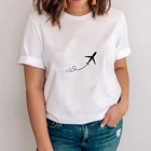 Женская одежда, летние топы, футболки, женская футболка с принтом для путешествий и влюбленных, 2021 летная футболка в стиле Харадзюку, футболки с графическим рисунком самолета