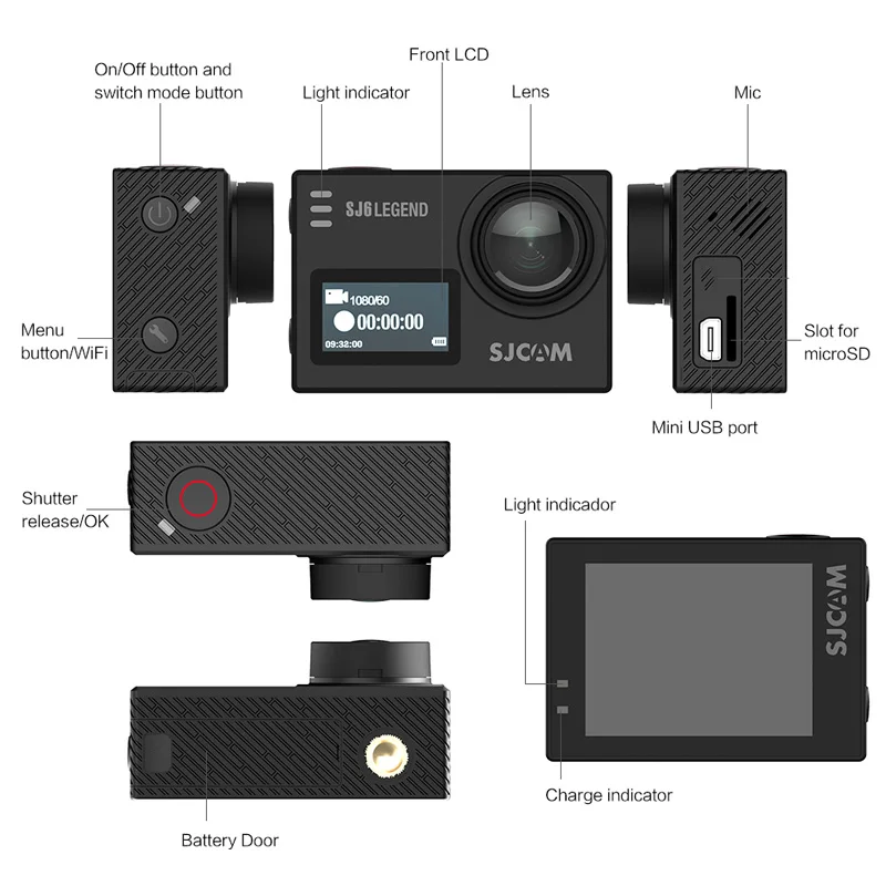 Notavek 96660 SJCAM SJ6 Legend Wifi ActionCamera 4K 24fps Gyro 2,0 сенсорная спортивная видеокамера для дайвинга SJ 6 Mini DV CAM