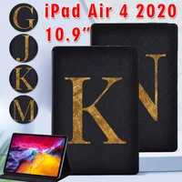 for apple ipad air 4 10 9 inch 2020 pu leather tablet stand folio cover high quality print initial name case