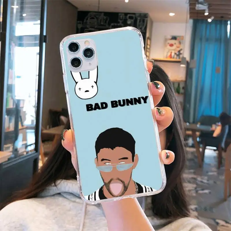

Bad Bunny America singer Phone Case Transparent for iPhone 6 7 8 11 12 s mini pro X XS XR MAX Plus