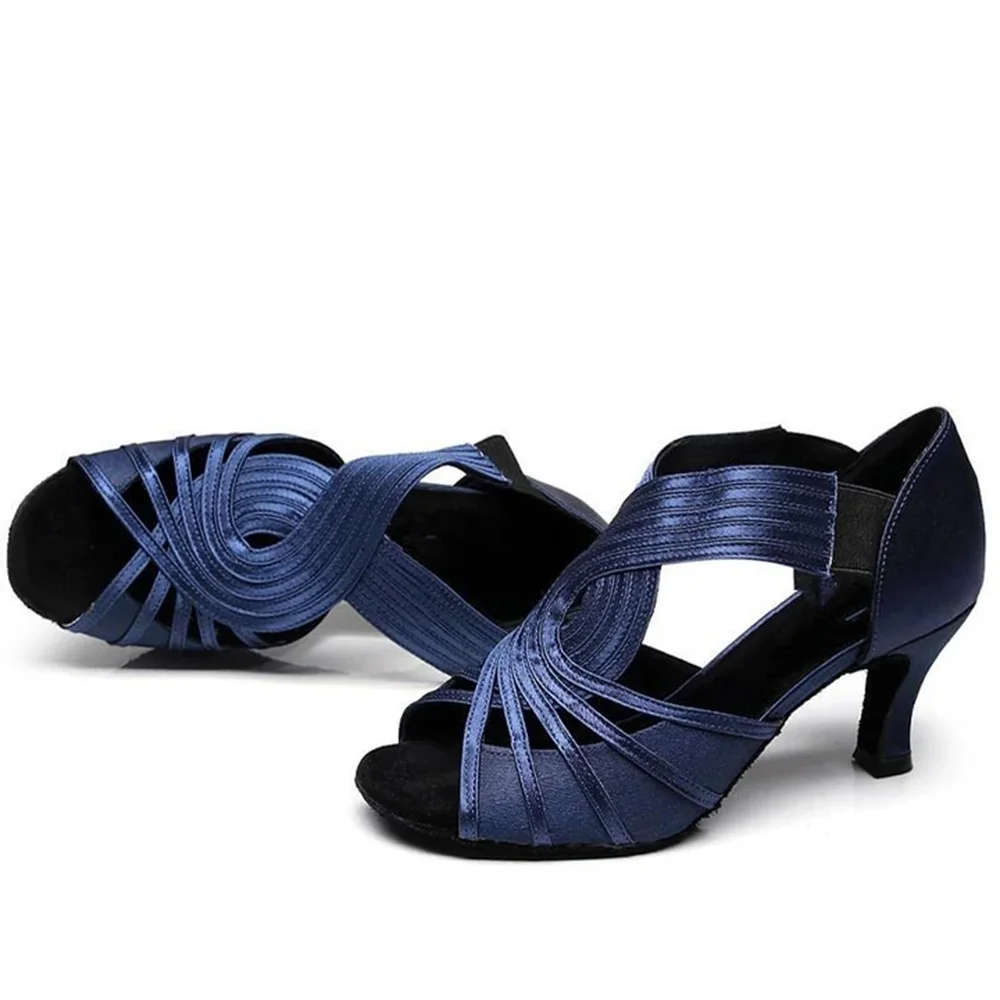Dance Shoes Latin Woman Blue And Red Salsa Tango Dancing Shoes Banquet  Wedding Shoes For Women High Heel Sandals Ballet Boots