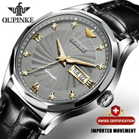 oupinke brand luxury automatic mechanical mens watches black leather watch man sapphire waterproof wristwatch relogio masculino