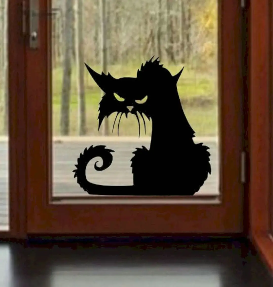 Украшение для вечевечерние НКИ в виде кошки на Хэллоуин дверь Настенная Наклейка