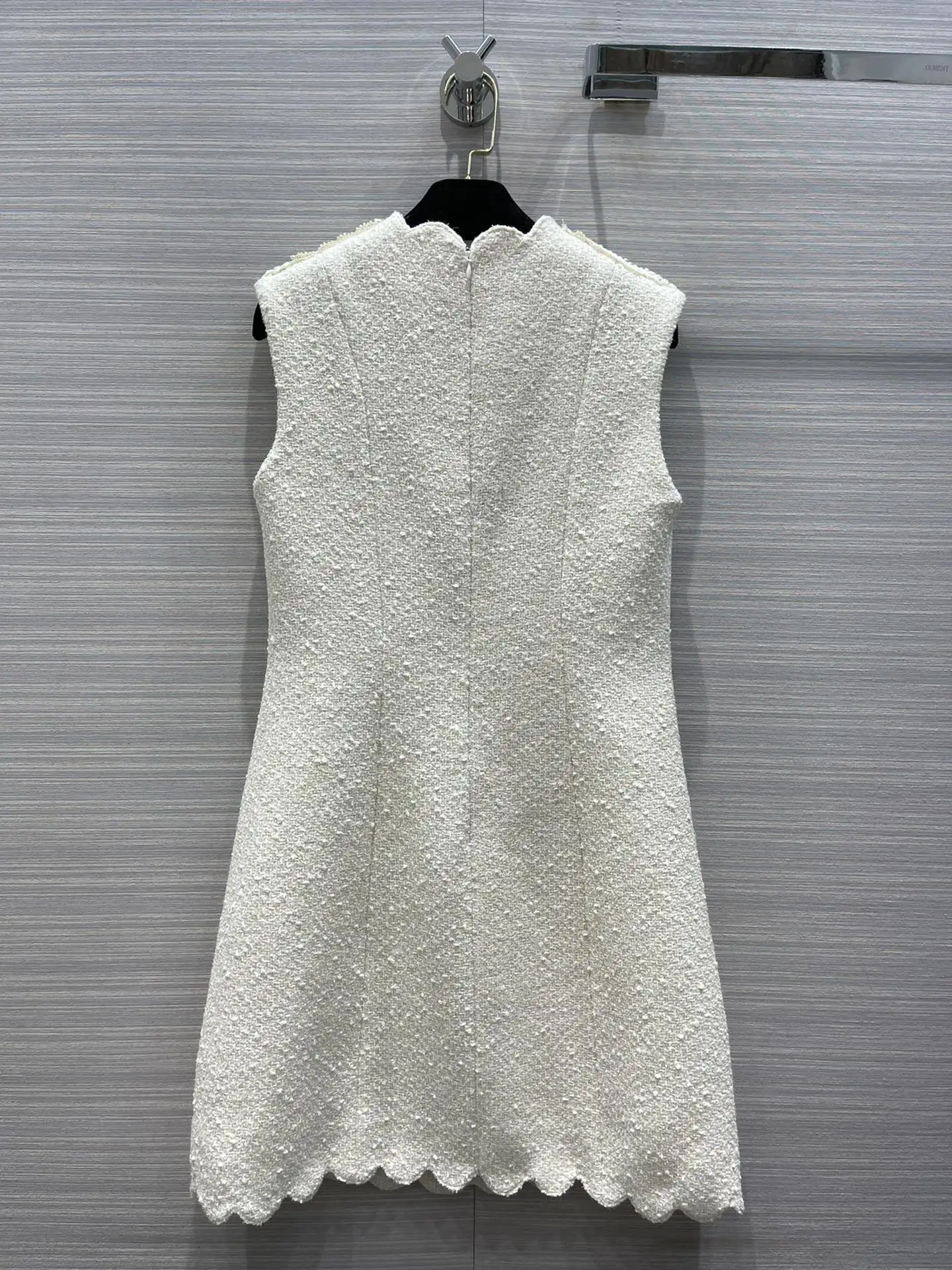 

Luxury Brand Bow Mini Dress 2021 Spring Elegant Handmade Beaded Retro Floral Wave Edge 100% Silk Lining Sleeveless Short Dresses