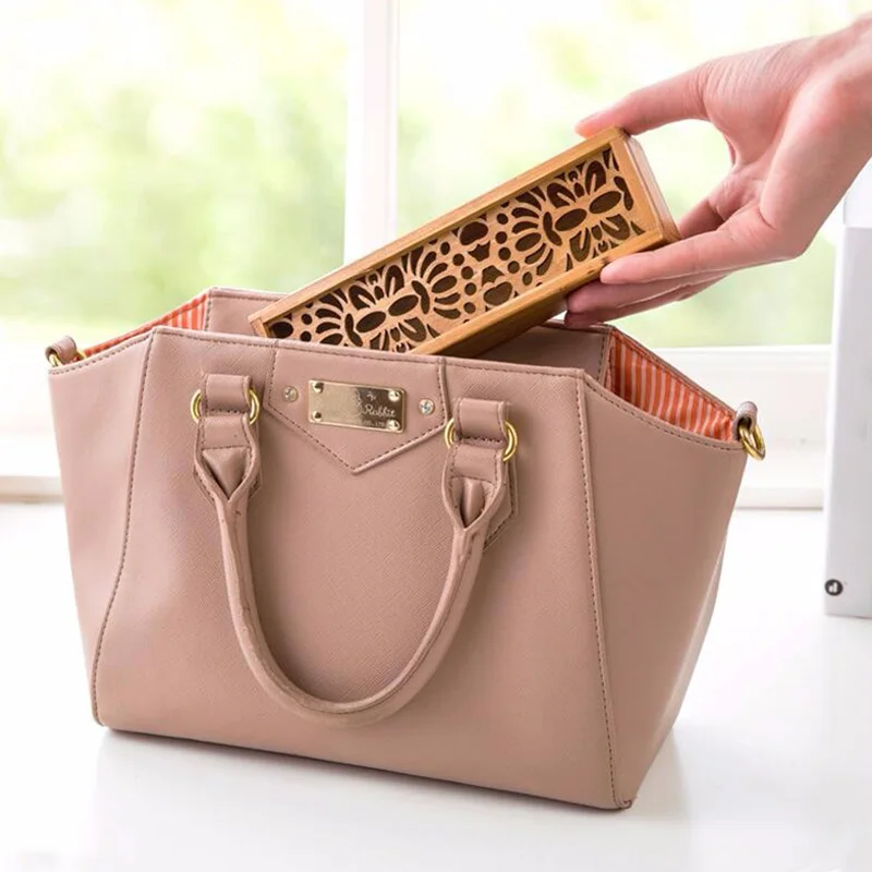 

4 Styles Hollow Wooden Storage Box for Makeup Organizer Pencil Case Jewelry Drawer Pen Holder Home Storage