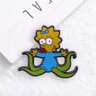 Брошь Мэгги Симпсона значок осьминога Юмор мультфильм анимация булавка забавная брошь аксессуары для одежды Ювелирные изделия подарки для друзей