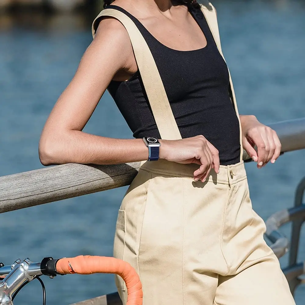 Nylon Solo Loop Strap For Apple Watch Band 38mm 40mm 42mm 44mm 45mm 41mm Adjustable Buckle Belt iwatch Series 1 2 3 4 5 6 se 7