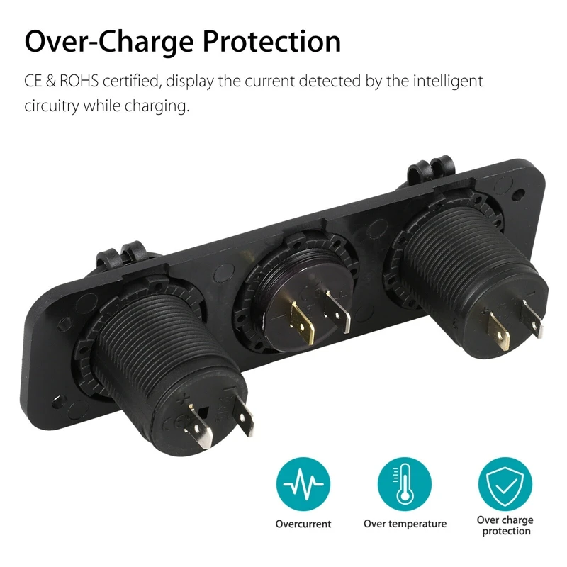 

Car Marine Boat 12V Dual USB Charger Socket & Blue LED Voltmeter 3 Hole Switch Panel