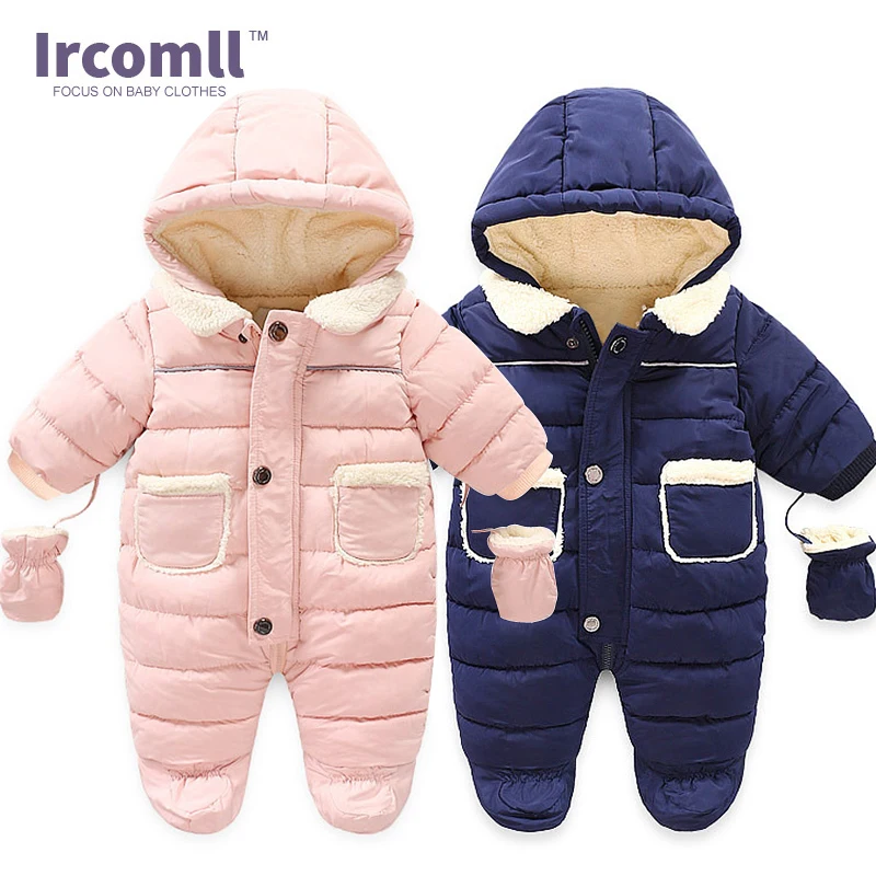 Ircomll зимний костюм для маленьких детей, для маленьких девочек и мальчиков, состоящий из Осенний комбинезон с капюшоном и подкладкой из овечьей шерсти Дети Ясельного возраста зима-осень комбинезоны для девочек Детская верхняя одежда
