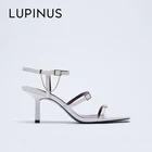 Сандалии LUPINUS женские на высоком каблуке, модные босоножки с золотистой цепочкой, с квадратным носком, украшение с пряжкой, в ретро стиле, лето 2021