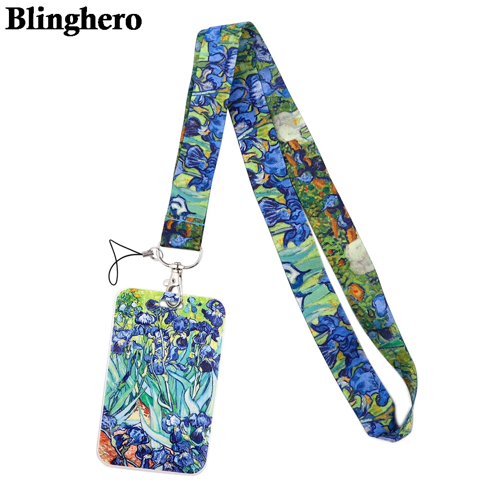 

CB509 Art Oil Painting Lanyard Card ID Holder Car KeyChain ID Card Passport Gym Cell Phone Badge Key Ring Holder Jewelry