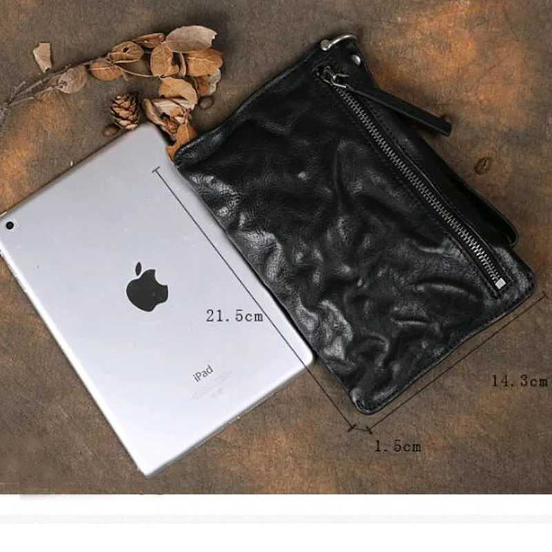 AETOO Original retro wrinkled long wallet zipper clutch bag leather first layer cowhide old rub color flow |