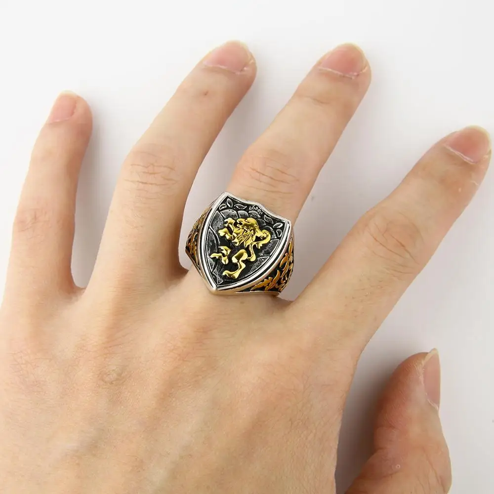 Винтажное кольцо Valily золотого цвета с изображением Льва уникальное Королевского